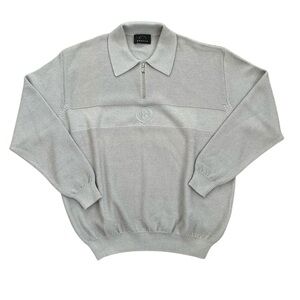 Bogner Mens 1/4  Zip Sweater Knit Long Sleeve Size 14 Gray Size Large